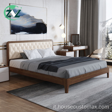 Mobili per camera da letto Letto in legno morbido con struttura semplice